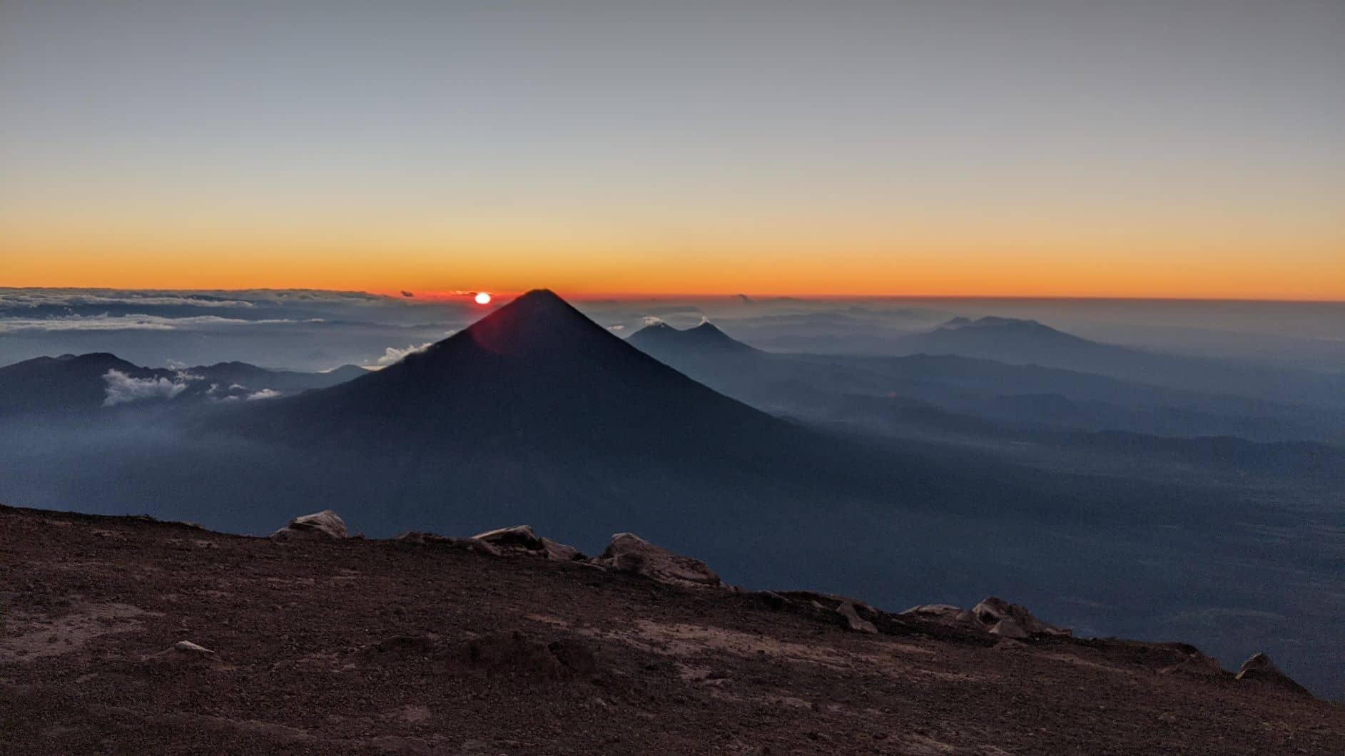 Sunrise from the top of acatenango volcano