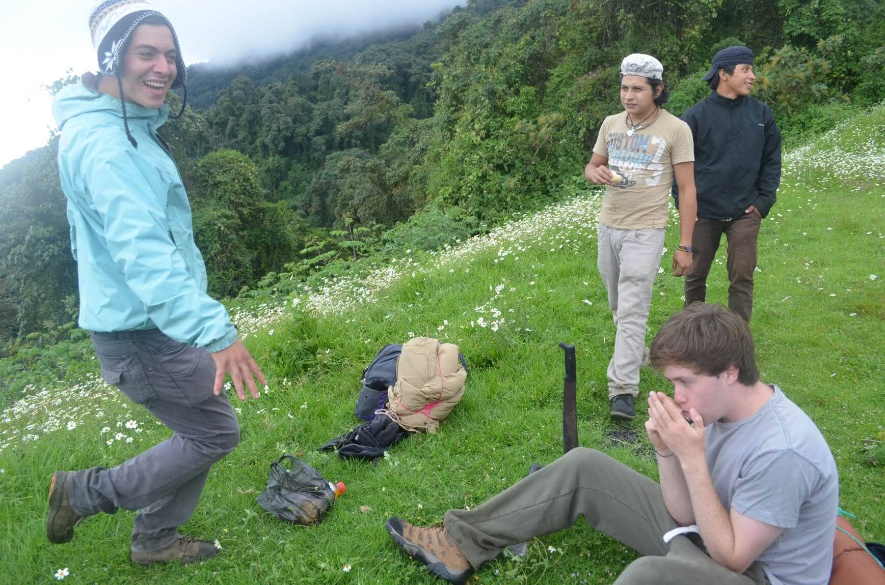 Listening to Harmonica on the way hiking up Acatenango Volcano